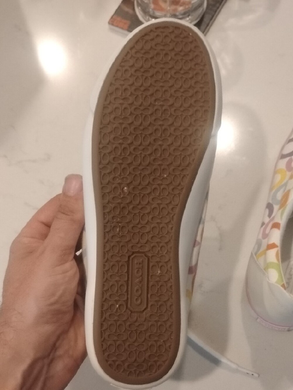 Coach White Low-Top Sneakers with Multicolor 'C' Print - Picture 14 of 15